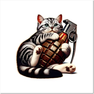 Cat and Grenade Posters and Art